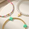 Go2boho 3Pcs Cross Beaded Bracelets for Women, Pearl Look Colorful Stackable Stretch Bracelet Set Boho Jewelry Gifts