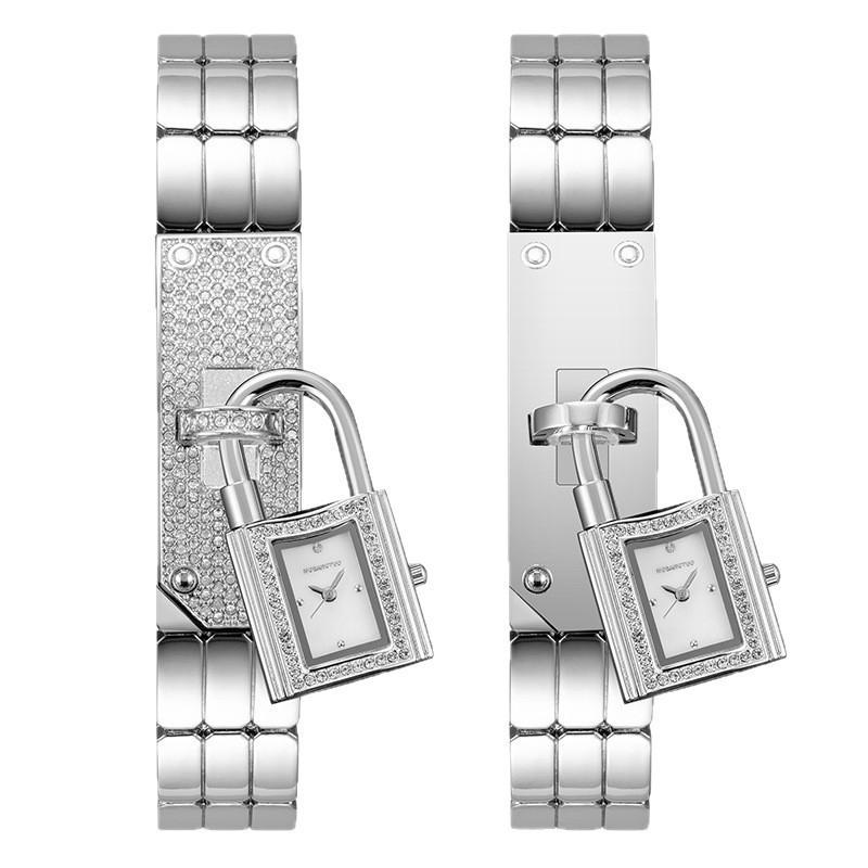 Bracelet Montre Bracelet Serrure Concave Personnalité Féminine Créative Pendentif Diamant Montre Serrure Montre Quartz Féminine