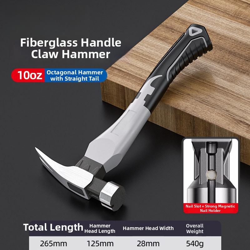 Magnetic Claw Hammer High Carbon Steel V-Shaped Nail Puller Anti-Slip Fiber Handle For Construction Woodworking Hand Tool
