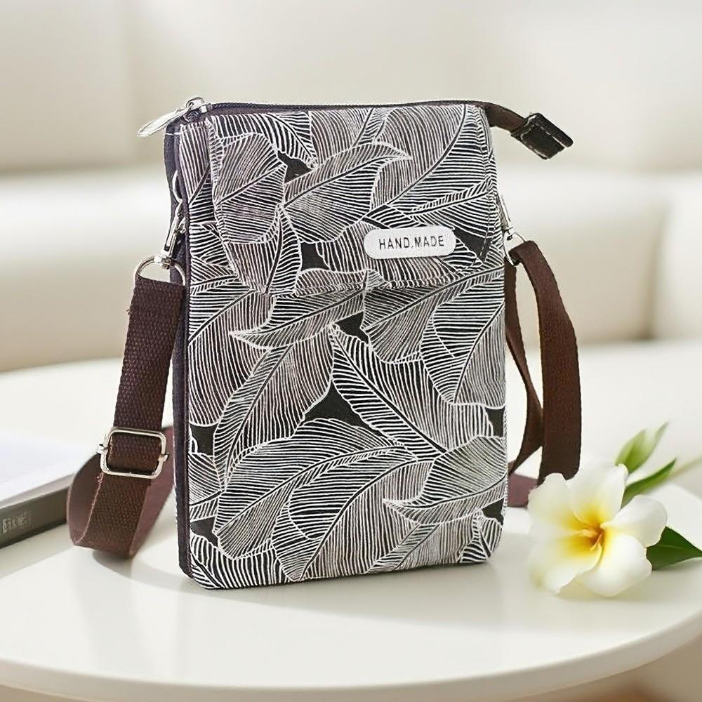 Leaves Mobile Phone Bag Pastoral Women's Messenger Bag Fashionable Phone Crossbody Bag  Lady