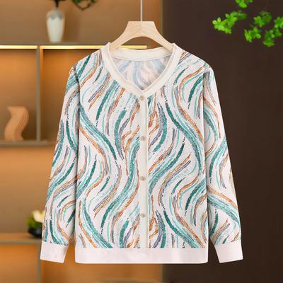 Spring and Autumn New Knitted Shirt Foreign Grandma Wear Middle-aged and Elderly Women's Wear Thin Top