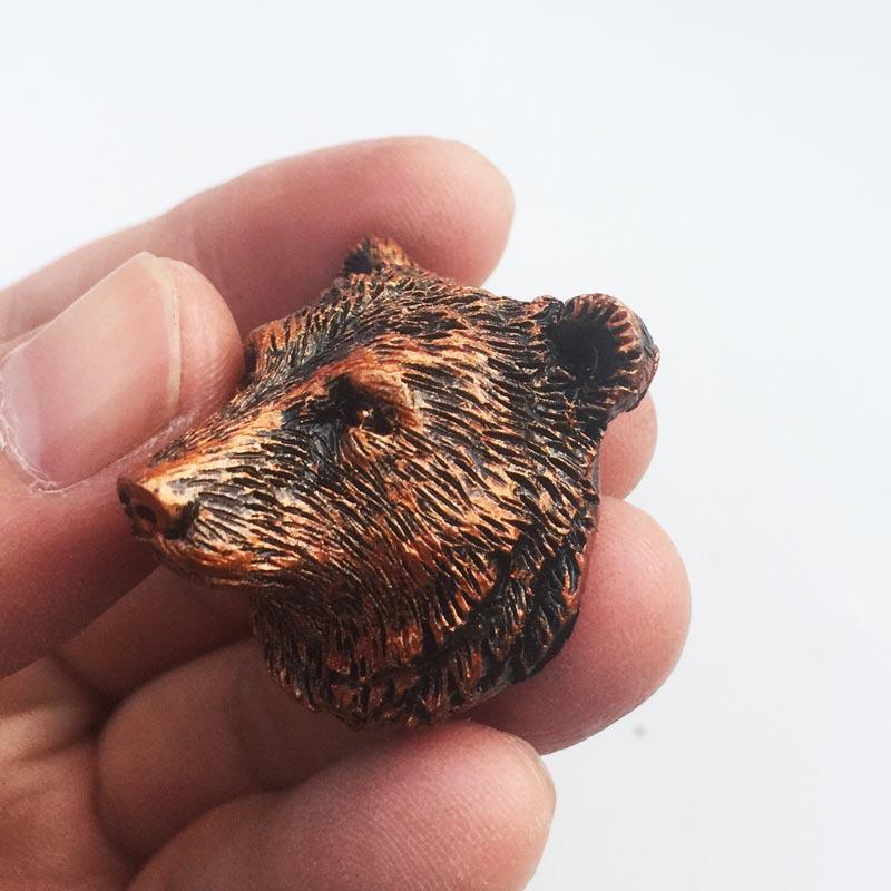 Silver Gold Copper Color Groundhog Wolf Head Bear Head Fridge Magnet Collection Home Kitchen Decoration Travel Souvenir Craft Gift