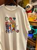Vintage Workwear Style Round Neck Tshirt Lazy Bf Trend Cotton Cartoon Print Fit Unisexs Clothing Unisexs 2026 Summer T Shirt