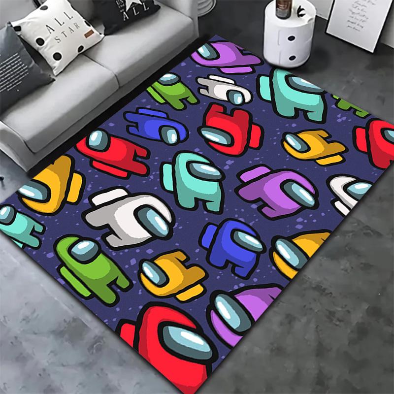Tappeto Among Us per Soggiorno Camera da Letto Casa Decorazione Divano, Tappetino Antiscivolo per Giochi Bambini