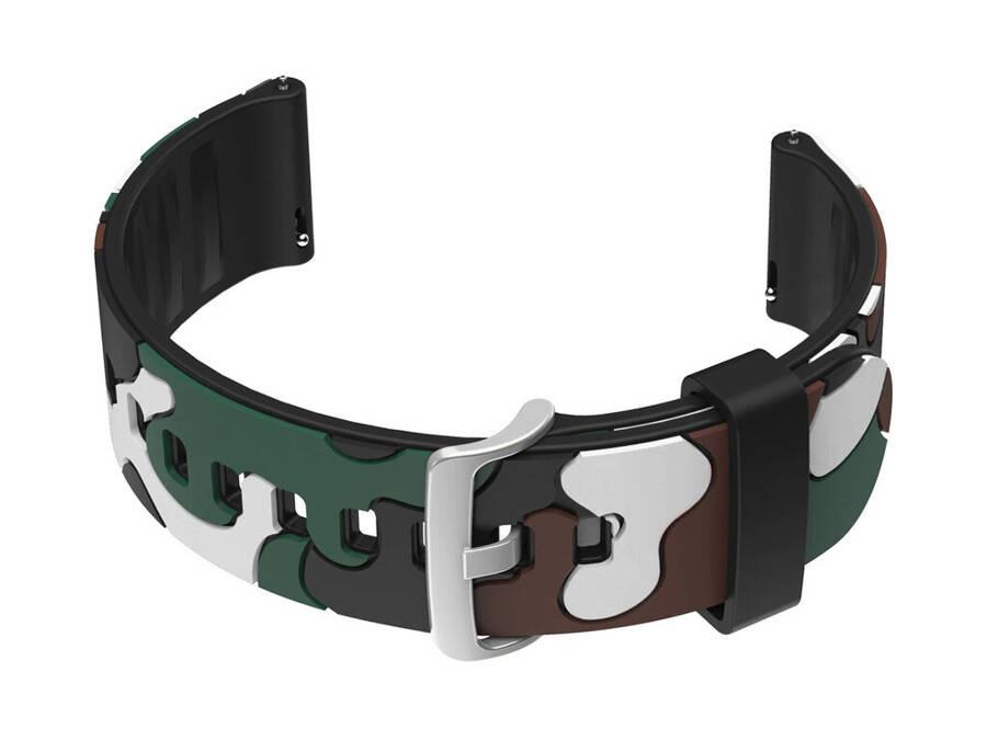 Rubberen Horlogeband U13 - Zwart/Wit-Camouflage - 22mm