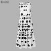 ZANZEA Women Casual Round Neck Loose Sleeveless Print Dress