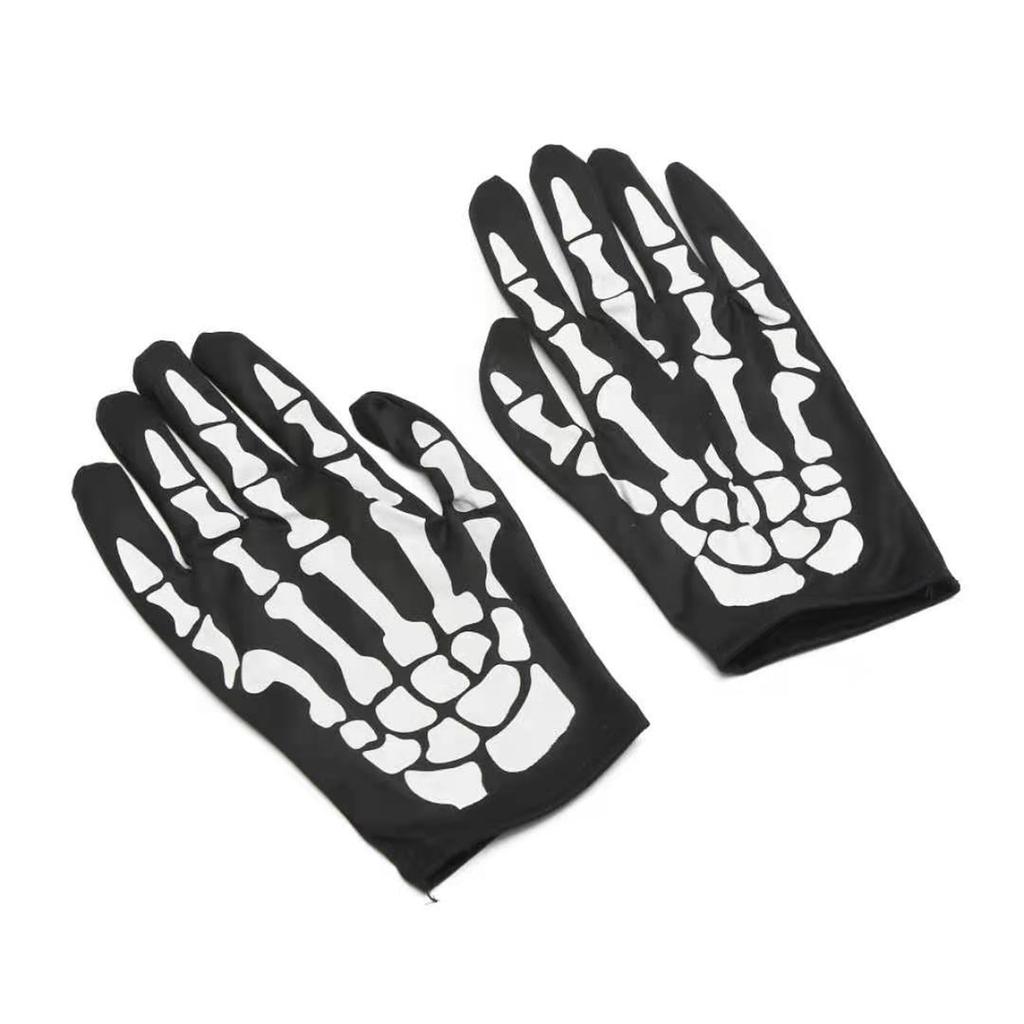 Halloween Skeleton Gloves and Skull Face Mask Set Haunted House Bar Party Character Playing Scary Scene Photo Props