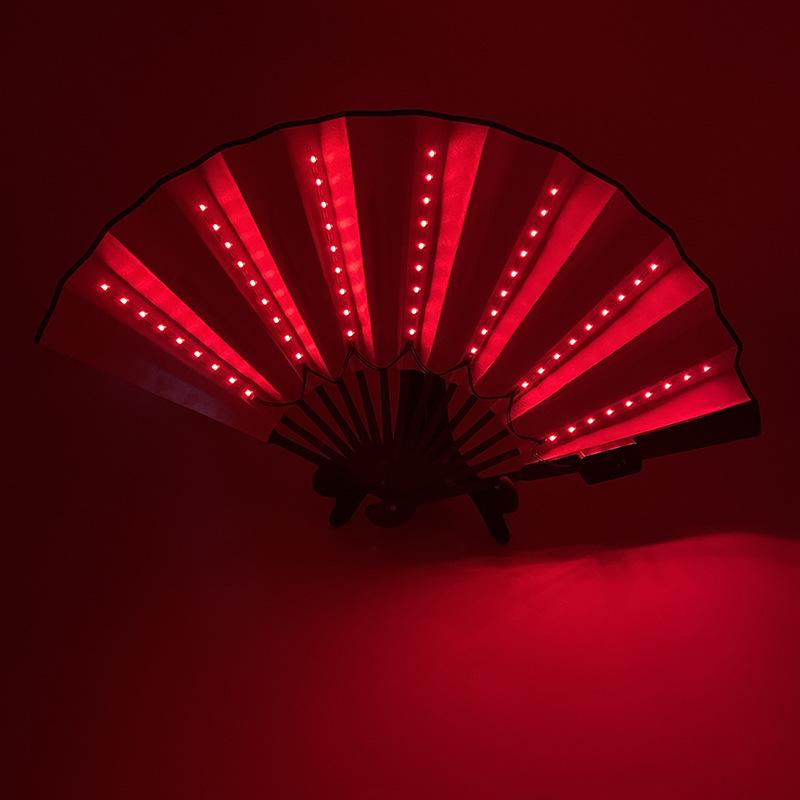 Rose Lace Edge LED Folding Fan - Wedding Gift & Dance Prop