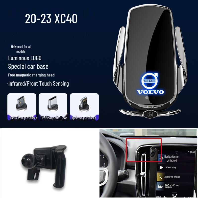 Volvo XC60/S90/V90/S60/V69 için Uyumlu Manyetik Kablosuz Hızlı Şarj Cihazı ve Telefon Tutucu