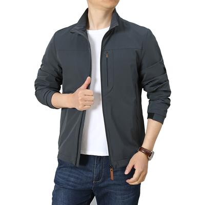 Frühlings- und Herbst-Vier-Wege-Stretchjacke, Herren-Casual-Outdoor-Wasserdicht Schnelltrocknend Atmungsaktiv Stehkragenjacke, Herren