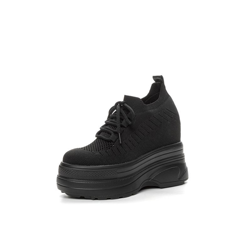 Fashion 11CM Air Mesh Sock Knitted Platform Wedge Flats Hollow Chunky Sneaker Breathable Comfy Women Sandals Slides Summer Shoes