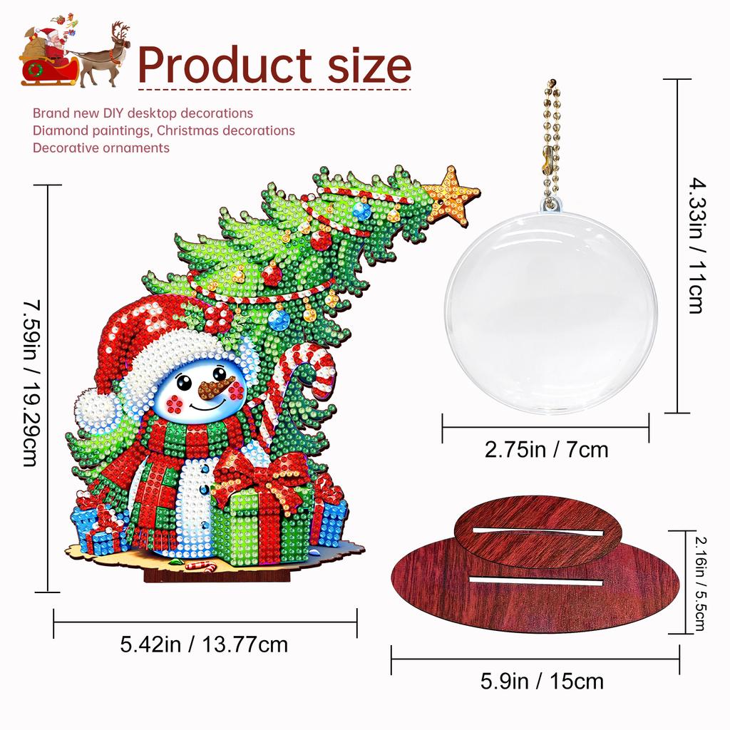 Photo Christmas Tree Table Top Diamond Painting Ornament Kits Wooden 5D DIY Diamond Art Tabletop Decorations Gift for Friends