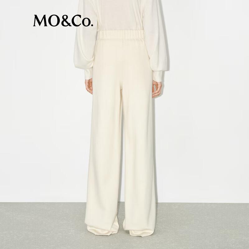 MO&Co. Women's Yak Wool Blend Wide-Leg Drawstring Trousers