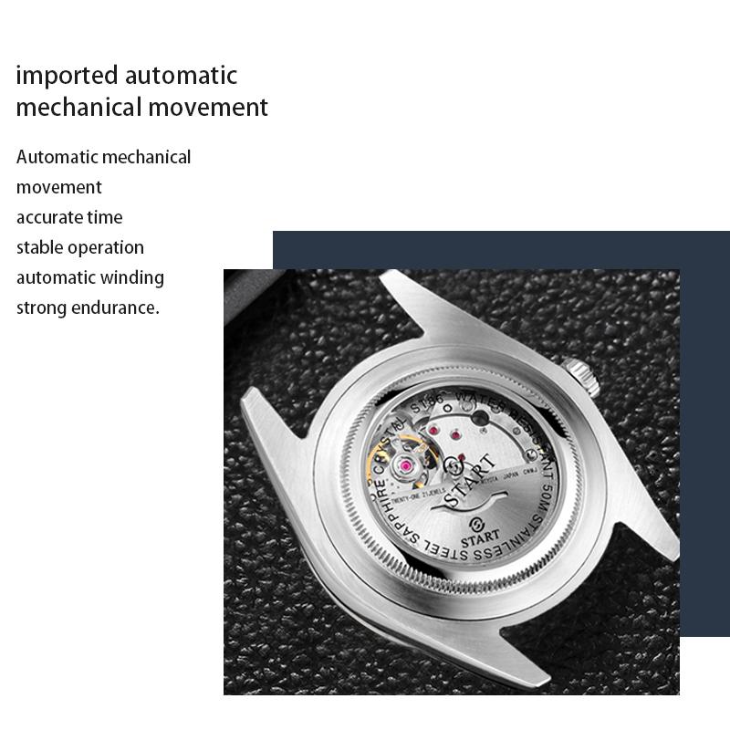 Start Men's Watch Luminous Scale Dial Automatic Mechanical Watch Date Function Waterproof Metal Watch