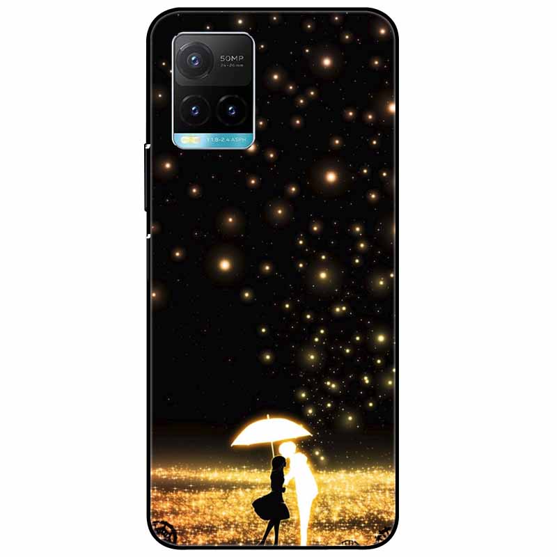 Für vivo Y33s Hülle Y 33s Silikon Weich Bemalt Katze Schwarze Hüllen für Vivo V2109 Y33S Rückseite TPU Hülle für VIVOY33s Cartoon