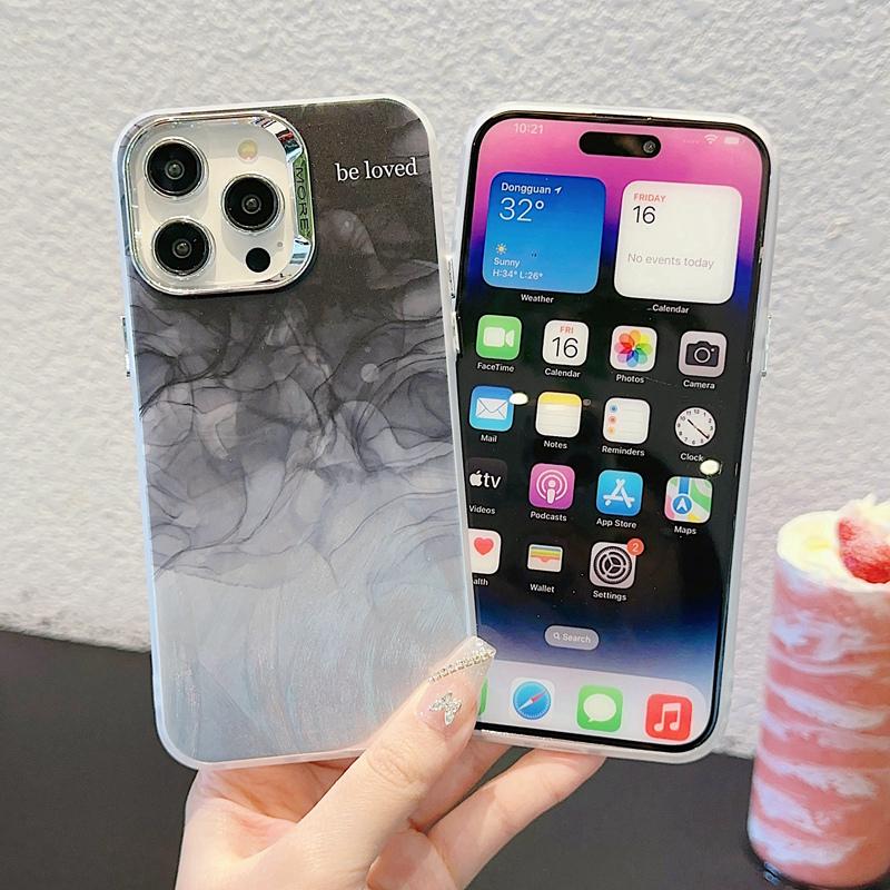 Nowa przędza z piór Gradient galwanizowany futerał na telefon komórkowy iPhone 15 14 13 12 Pro Max 11 Laserowy wzór marmuru