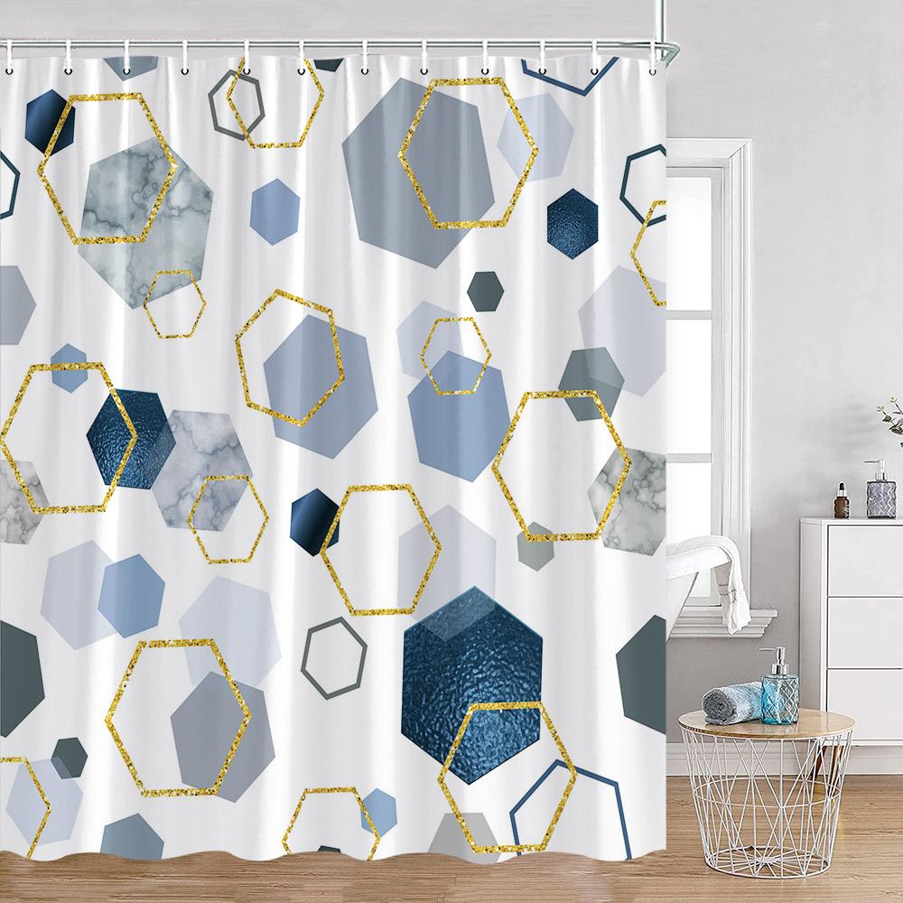 Marble Pattern Bath Curtain Polyester Shower Curtains Geometric Bath Screen Printed Curtain Home Decorations For Bathroom Gift