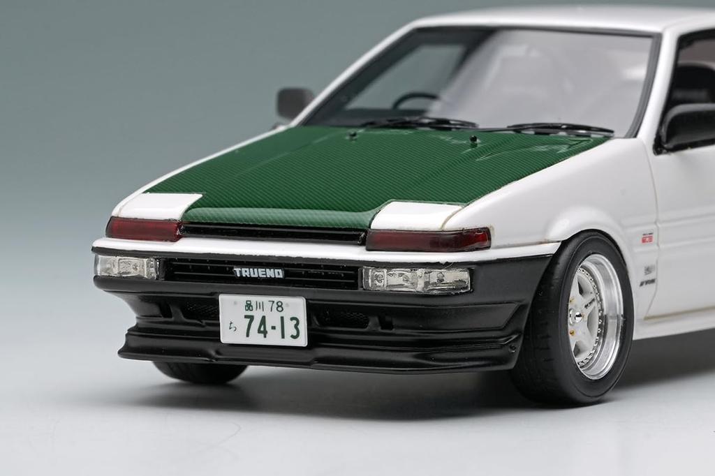 Make up EIDOLON 143 Toyota Sprinter Trueno (AE86) (3 Door) Tk-Street Ver. White (Green Carbon Hood) Finished Model EM718
