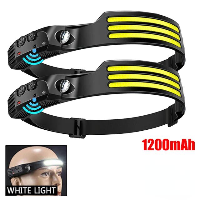 KDULIT LED Sensor Headlamp USB Rechargeable Multifunctional Head Torch Outdoor Camping Fishing Hunting COB Headlight Work Light