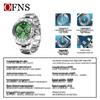 OFNS Men's Quartz Watch: Fashionable Business Design, Six-Hand Dial, Calendar, Solid Steel Band, Waterproof.