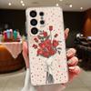 Magnetic For Magsafe Case For Samsung Galaxy S26 Ultra S25 Edge S24 Plus S23 FE S22 A17 A54 A55 A56 A57 5G Red Rose Flowers Pattern Cover