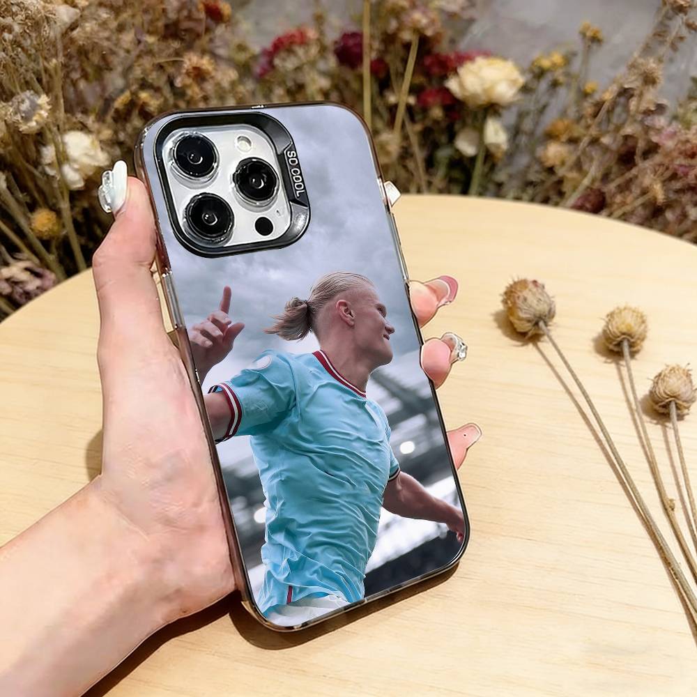 Football Star Erling Haaland Phone Case For iPhone 17,16,15,14,13,12,11 Plus,Pro Max,XS,Colorful Silver Phone Case Funda Cover