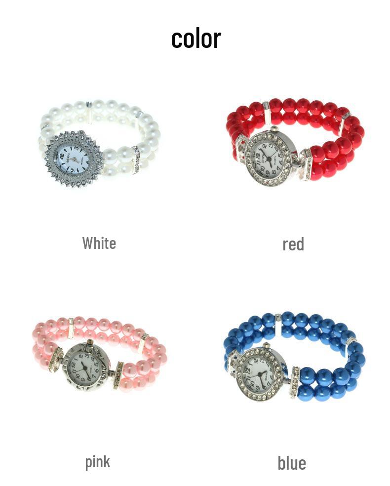 Japanese & Korean Style Pearl Rhinestone Heart Bracelet Watch - Women's Quartz Watch