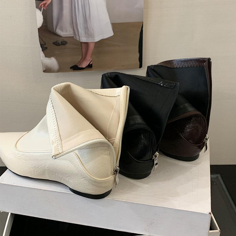 Fashion Fashion Pointed Toe Ladies Ankle Stretch Boots Female Zippers Shoes Women Short Modern Boots With Height Increasing Shoes