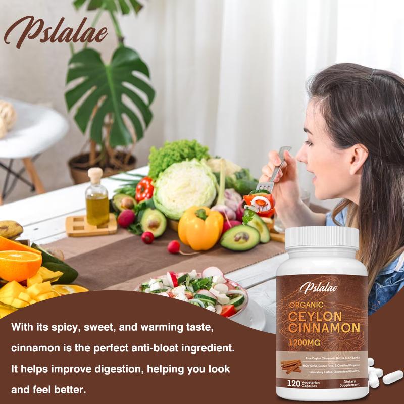 Pslalae Organic Ceylon Cinnamon Capsules, 1200mg, Ceylon Cinnamon Extract, Suitable for Adults