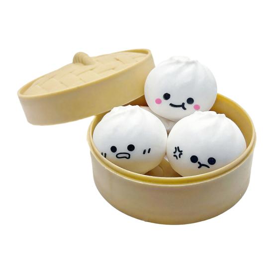 Мультяшная булочка на пару, игрушка, медленно поднимающаяся, снятие стресса, пельмень, сжимаемая, сенсорная игрушка, мягкая, стресс