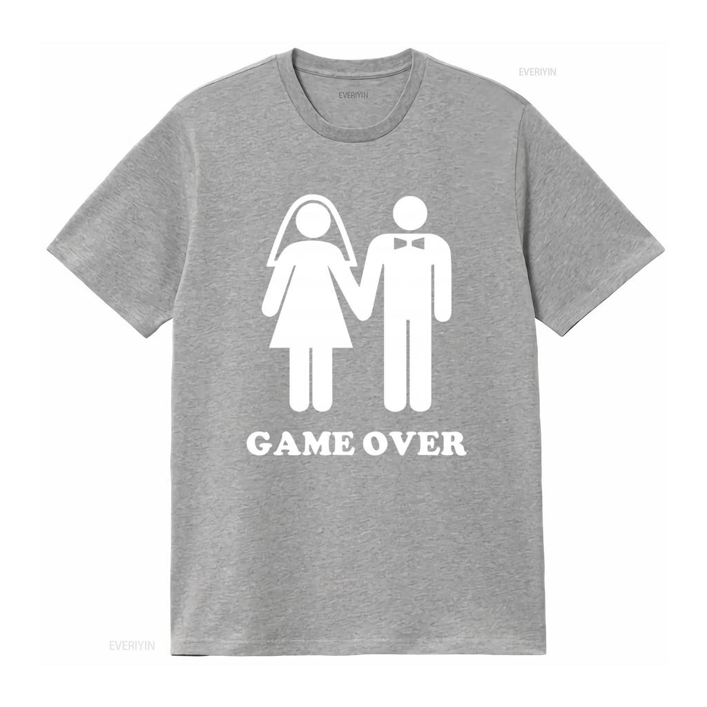 Funny Game Over Design Bachelor Party Men Wedding Groom T Shirt vintage Washed designer clothes Comfortable graphic Casual
