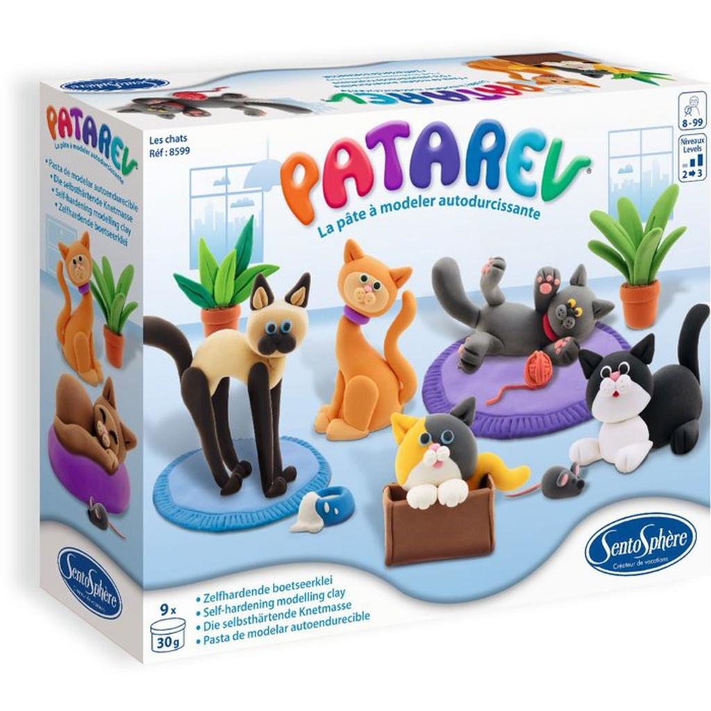 Pate a modeler autodurcissante - SENTOSPHERE - Patarev - Les Chats - Différentes Couleurs - 9 couleurs - Des 7 ans