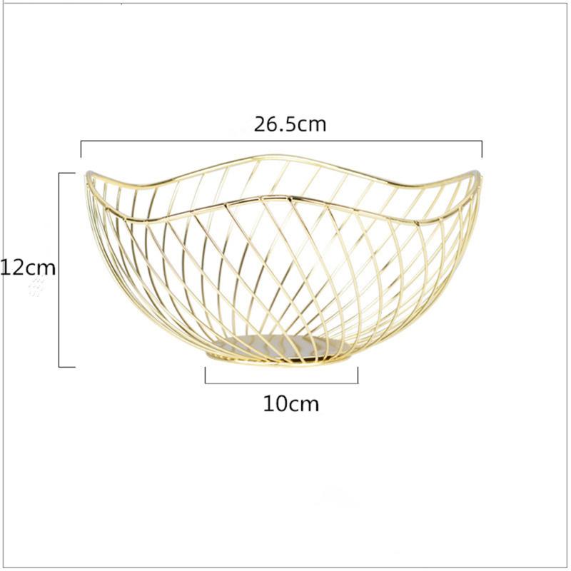Electroplated Iron Wire Fruit Basket Snack Storage  Holder Household Tableware