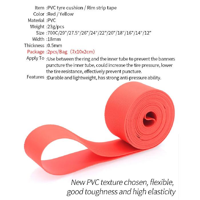1 Pcs Bicycle Tube Premium PVC Rim Tapes Strips MTB Mountain Bike Road Bike Folding Tire Liner Cover 26 27.5 29 700c Inch
