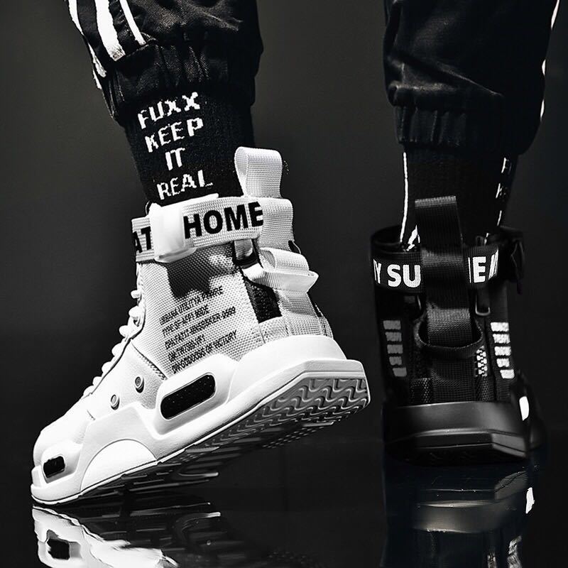 Men's Breathable Casual Shoes Autumn Heightening 2021 New Large 45 Sports Shoes Shock Absorbing Tennis Thick Soft High Top Shoes