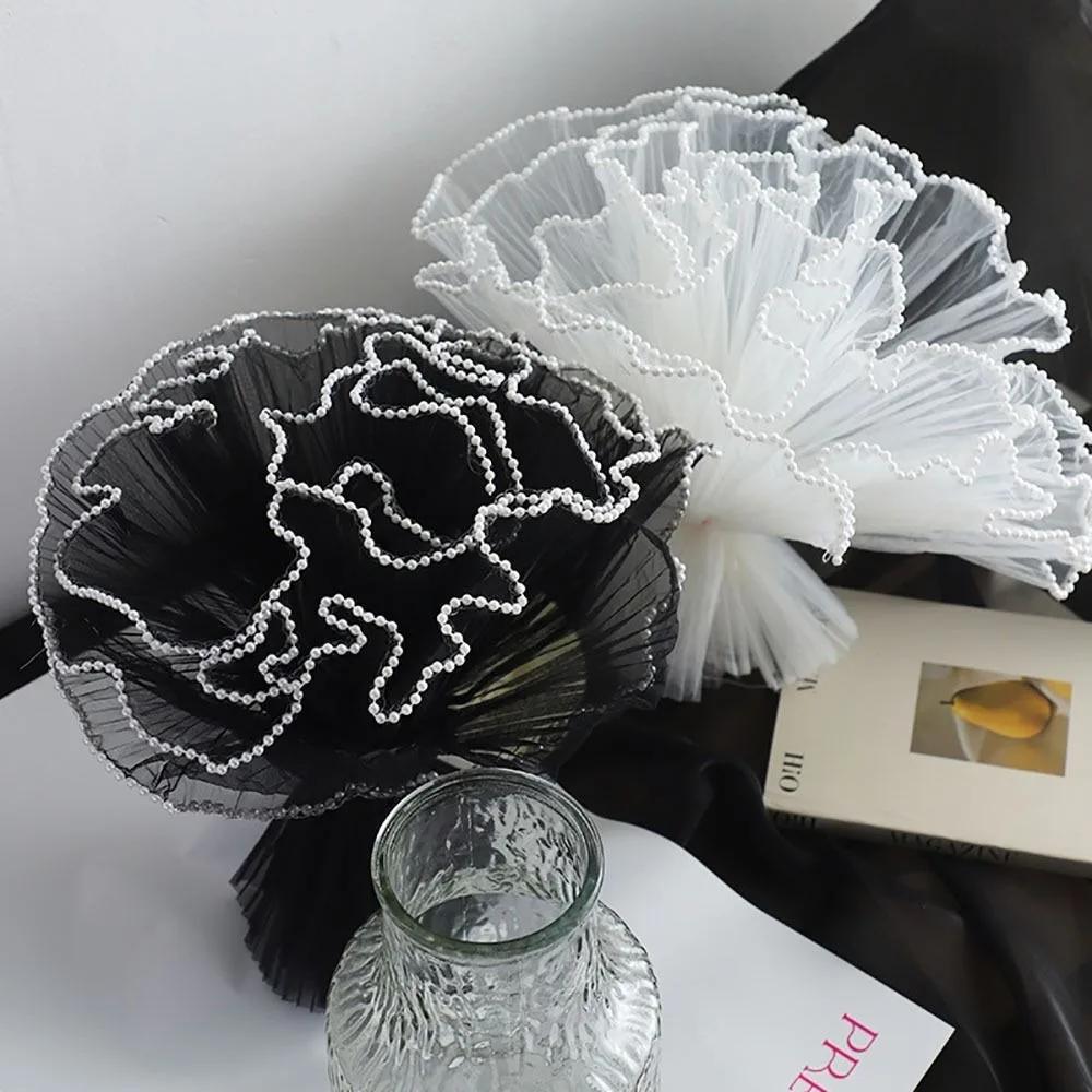 Pearl Lace Flower Wrapping Cloth Handmade Bouquet Wave Yarn Gift Wrapping Mesh Florist Romomatic Roll Gift Packaging Paper