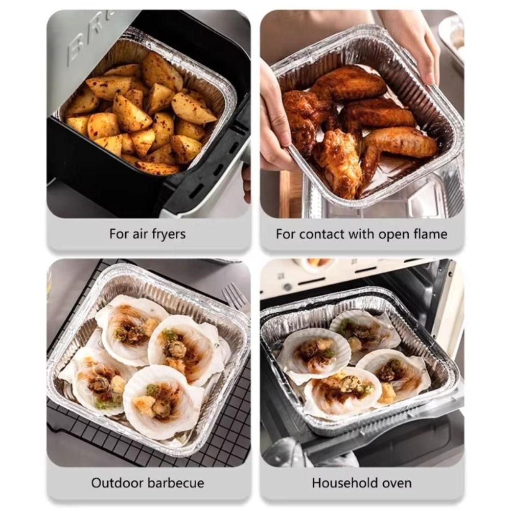 30Pcs Square Aluminum Foil Baking Trays 6/7/8/9inch Aluminum Foil Bowl Air Fryer Pans  Meal Prep