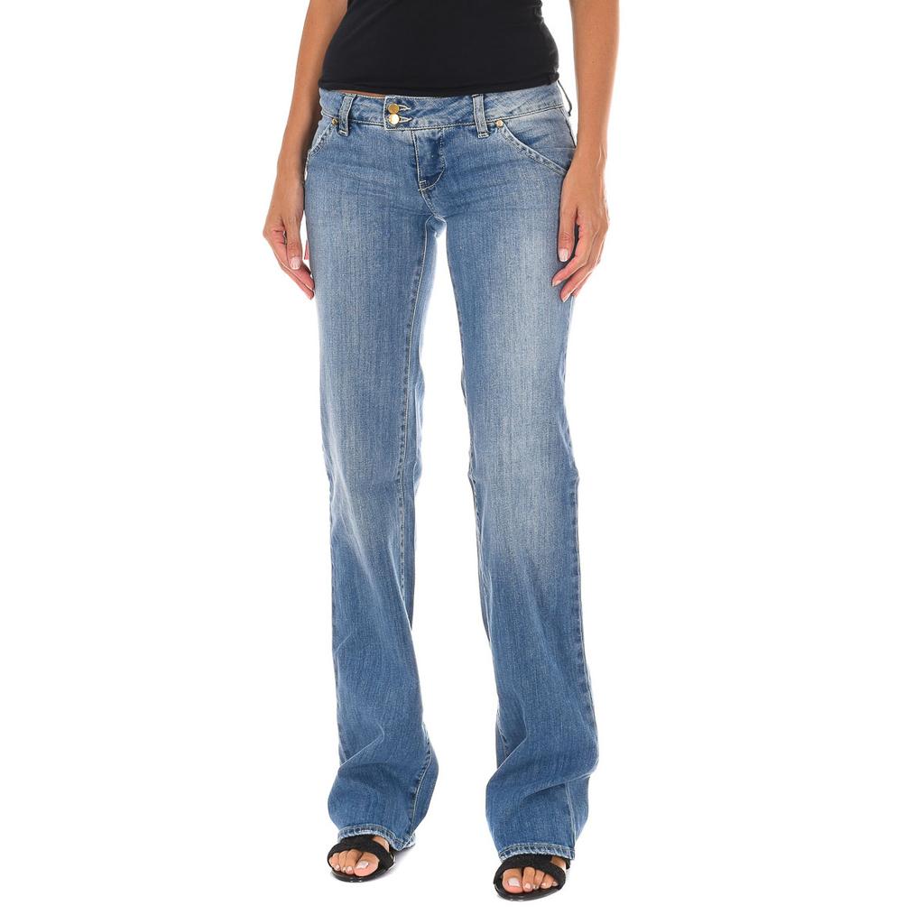 Pantalon Tejano Largo acampanado efecto gastado 10DBF0599 para Mujer