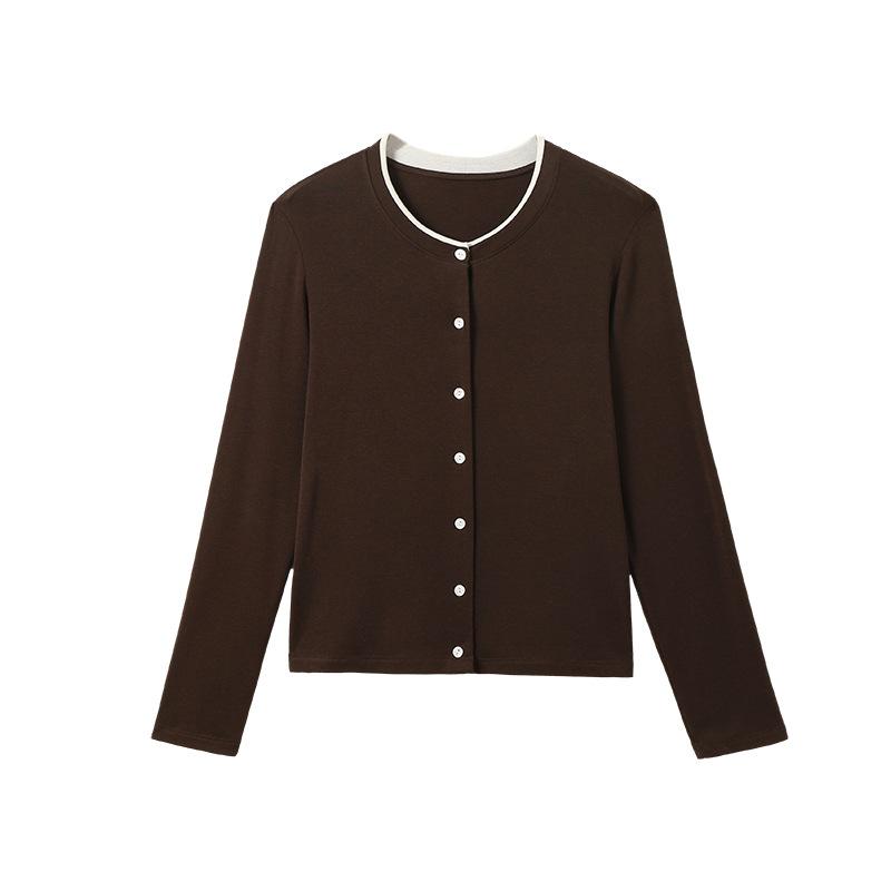 

Весенне-летняя базовая рубашка на пуговицах, женский новый универсальный кардиган, приталенный вязаный свитер с длинными рукавами M