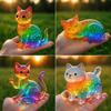 Yousheng Regenbogen Katze Statue Harz Bunt Durchscheinende Katze Figur Niedliche Regenbogen Farbverlauf Farbe Katze Ornament für Schreibtisch Bücherregal Deko Katze Liebhaber Geschenke