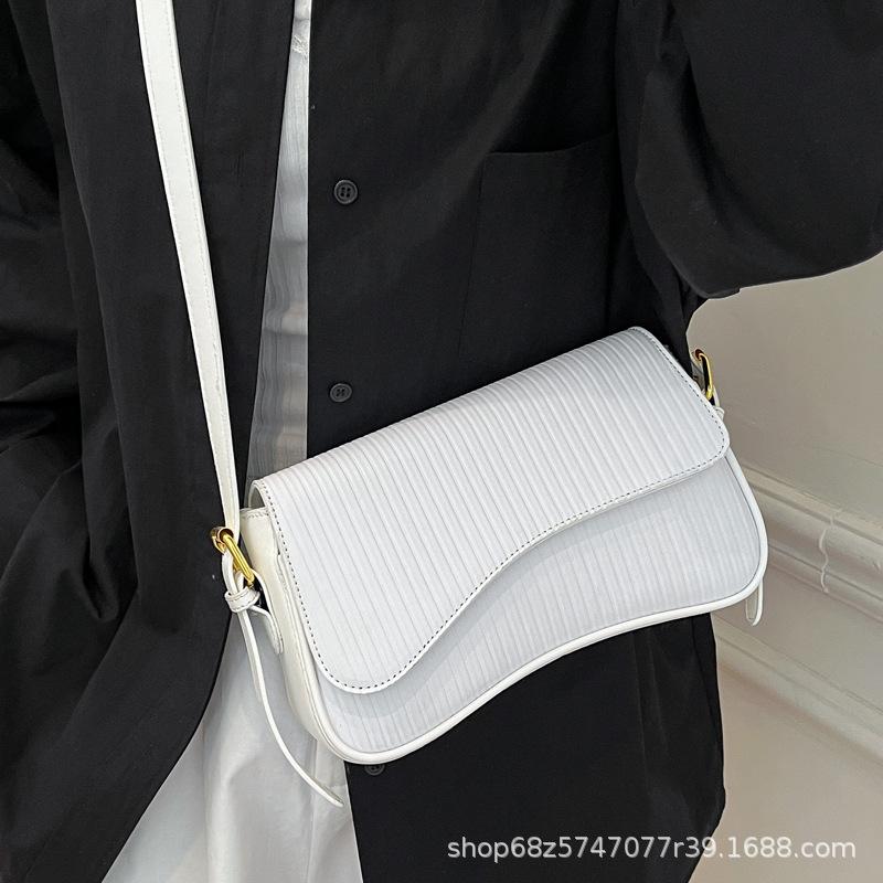Textured handbag 2025 spring new women's bag niche retro shoulder bag personalized striped crossbody bag trend