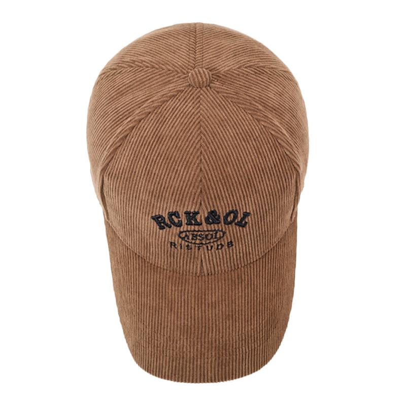 Autumn Winter Women Corduroy Solid Color Baseball Cap Men Outdoor Letter Embroidery Warm Cap