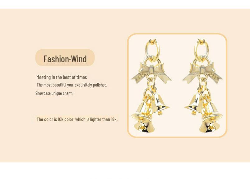 Christmas Hot Selling Women’s S925 Silver Wind Chime Earrings with 18K Gold Plated Ear Cuffs