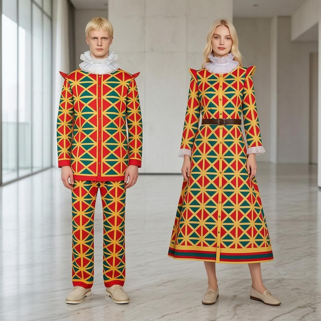 Medieval Clown Cosplay Costume For Circus Performances With Soft Wool Fabric For Adults