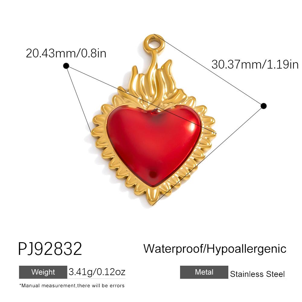 SUMMLY Trendy Wings Flame Heart Valentine's Day Pendant 18K Gold Plated Stainless Steel Romantic Charms Fashion Jewelry
