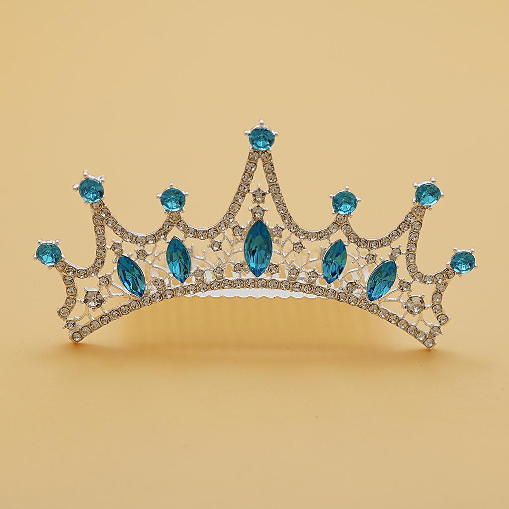 Children's High End Crown Tiara Princess Rhinestone Crown Comb Little Girl Golden Hair Comb Korean High End Hairpin