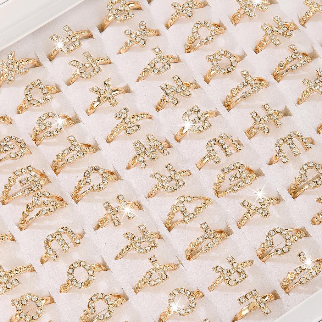 10Pcs Female adjustable zirconia ring with simple and elegant style, versatile ring, letter ring