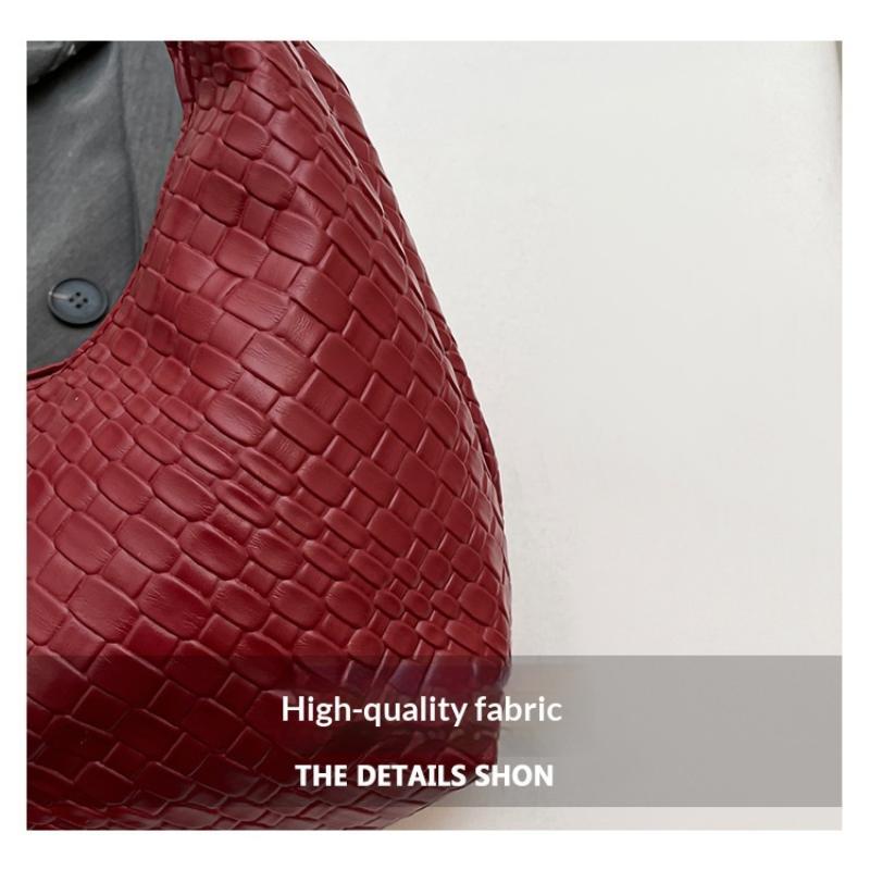 Women Classic Woven Embossed Soft Pu Leather Small Top Handle Hobo Shoulder Bag Casual Daily Handbag