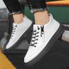 Fashionable zippered leather shoes, comfortable sports shoes, one foot high top leather casual flat ankle boots, men's shoes