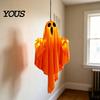 Window Hanging Ghost Ornament Halloween Glowing Decor, Fabric Light Up for Tree Door, Spooky Yard Patio Decoration Party, Trick or Treat Gift Outdoor